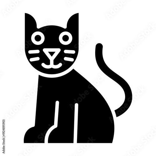 Black solid cat pet animal illustration