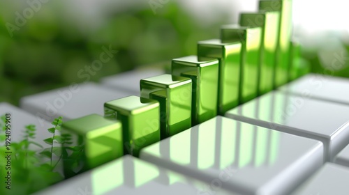 Wallpaper Mural Modern Green Growth Bars on White Surface with Nature Elements in the Background for Business Concepts and Environmental Themes Torontodigital.ca