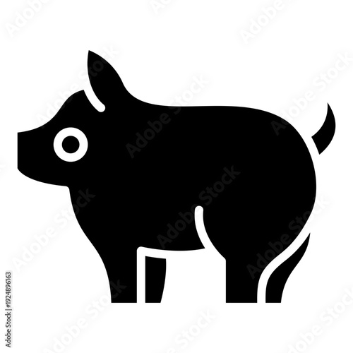 Black solid pig animal cute  illustration