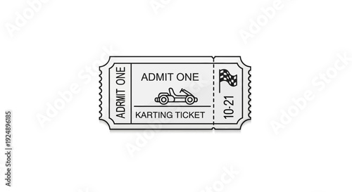 Karting Ticket Admit One with Racing Flag and Date