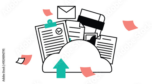 Document Upload and File Organization Concept Illustration