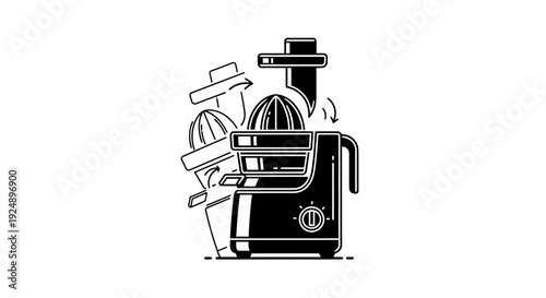 Juicer Machine Icon: Fresh Juice Preparation, Healthy Lifestyle, Kitchen Appliance