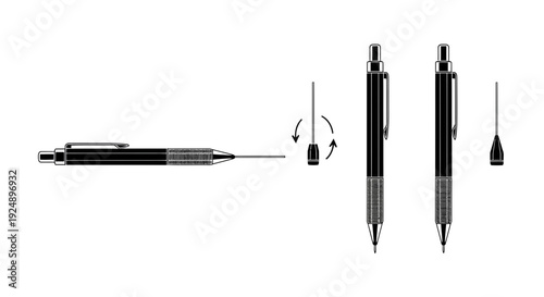 Mechanical Pencil with Lead Refill and Eraser - Technical Drawing and Writing Tool