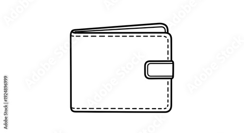 Minimalist Black and White Icon of a Folded Wallet with Snap Closure