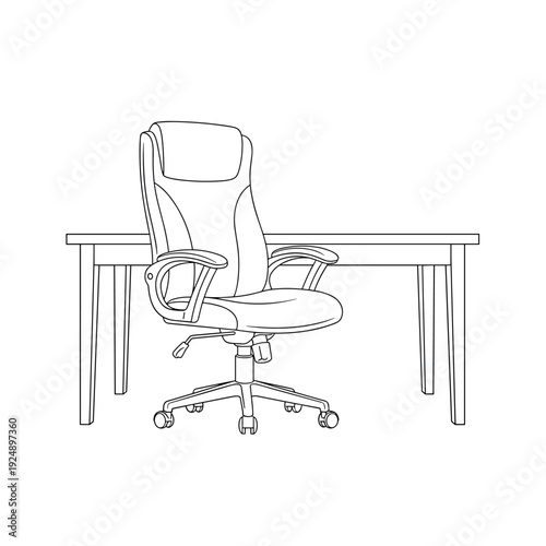 Black modern office chair isolated on white background with sleek design and comfortable armrests