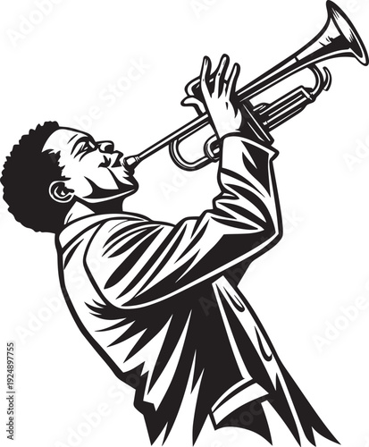 Expressive Trumpeter Portrait Silhouette