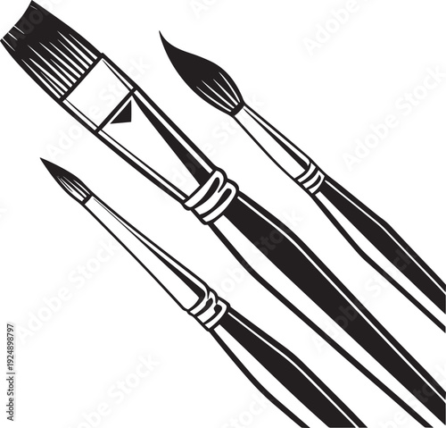 Trio of Art Paint Brushes Vector