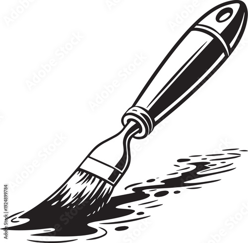 Artistic Paint Brush with Ink Streak