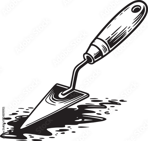 Construction Trowel with Mortar or Cement