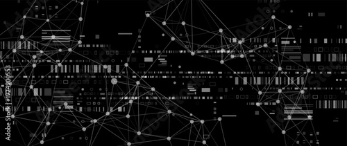 Wallpaper Mural Abstract technology background with a plexus of connected nodes. Represents big data, network communication, artificial intelligence, and futuristic science. Torontodigital.ca
