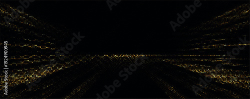 A blurry nighttime cityscape with yellow and white lights on a dark background