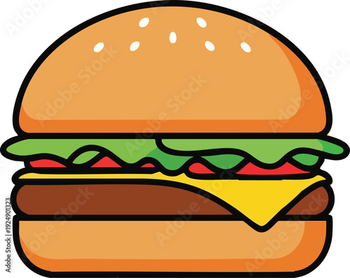 Delicious Classic Cheeseburger with Sesame Seed Bun and Fresh Toppings.