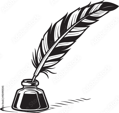 Antique Inkwell and Quill