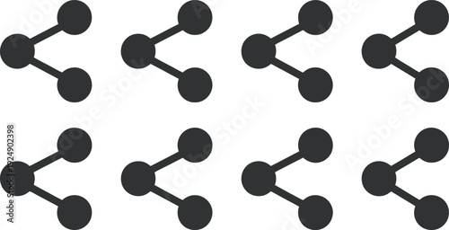 A minimalist illustration of connected black molecular structures on a white background