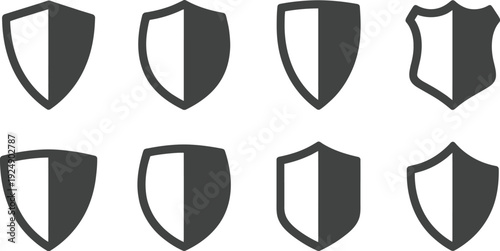 A collection of shield icons in various styles and designs