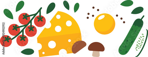 Cute Breakfast Food Icon Set  Eggs, Toast, Croissant, and Sandwiches