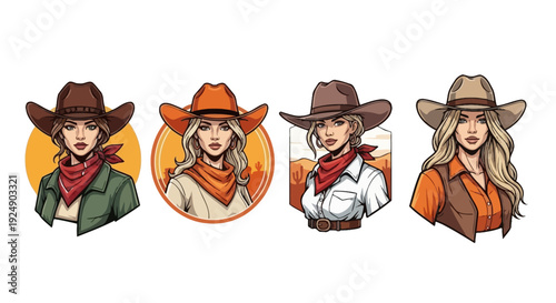 Cowgirl Portraits: Diverse Styles and Western Backgrounds Collection