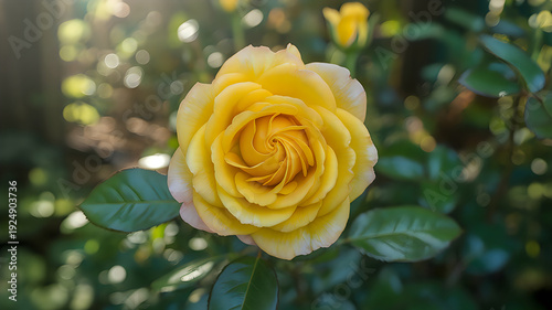 Beautiful yellow rose in full bloom