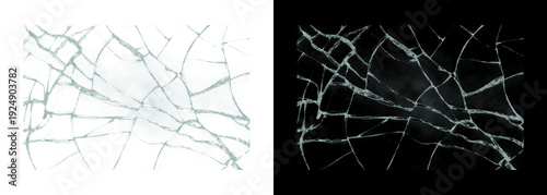 Photos Cracked glass shattered screen on white and black backgrounds