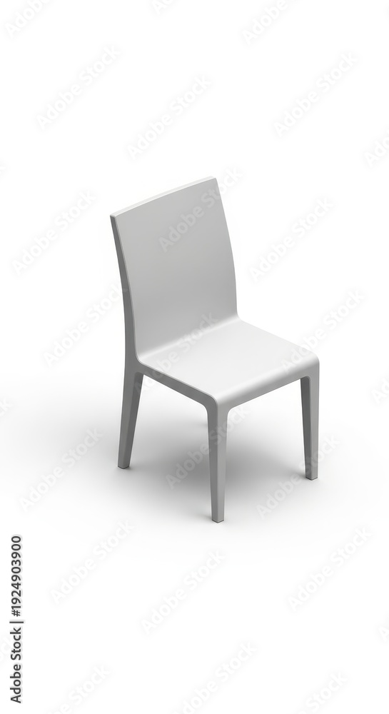 Fototapeta premium Minimalist Gray Chair on White Background - Modern Furniture Design.