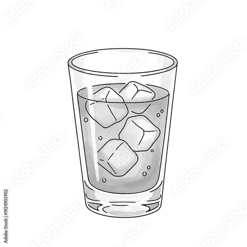 Glass of water with ice cubes vector illustration