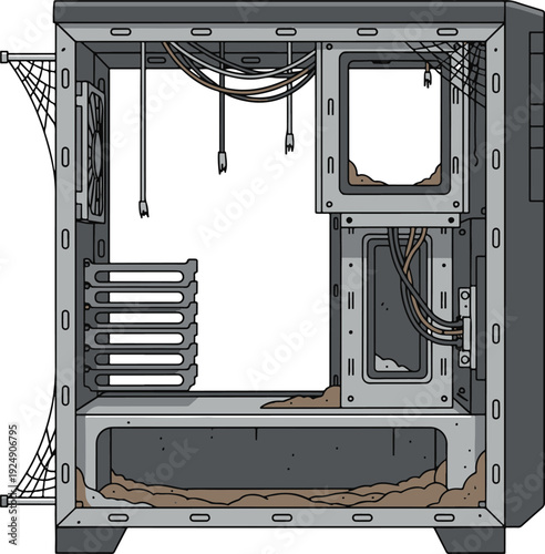 Empty Computer Case with Cables