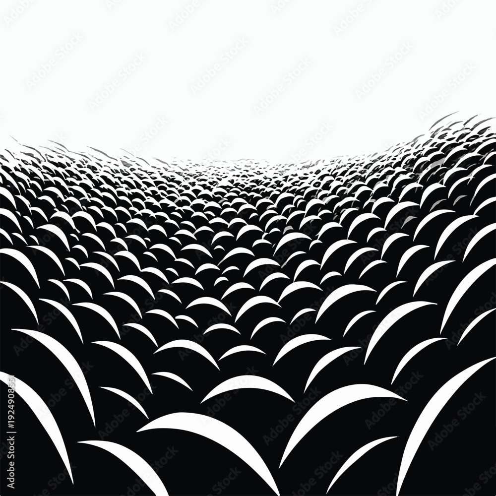 Obraz premium Massive Crowd Wave Motion, Abstract Human Sea, Stadium Audience Flow, Monochrome People Pattern, Social Gathering Movement Background