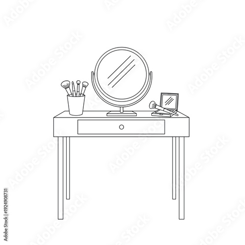 Wooden table and chairs in a simple empty room interior