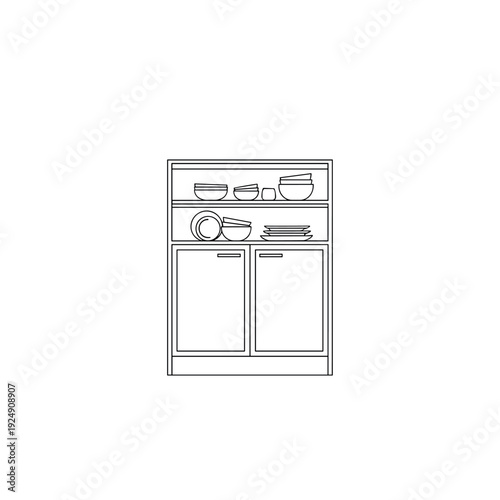 White wall kitchen interior with appliances and cooking equipment vector illustration