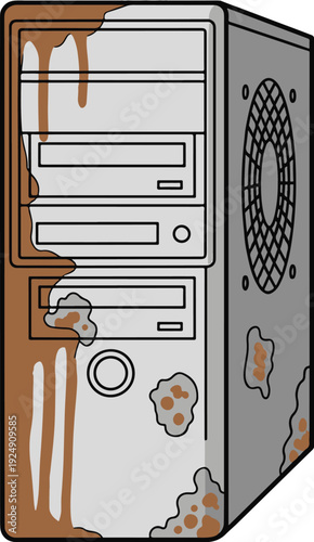 Damaged Computer Tower