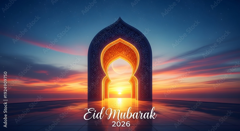 Obraz premium Eid mubarak greetings 2024 wishing you a joyous celebration with family and friends on eid al fitr or eid al adha