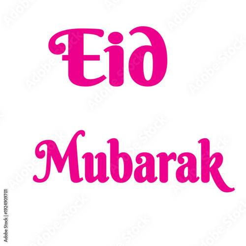 Style Eid Mubarak Word in design and White Colour Background in design 