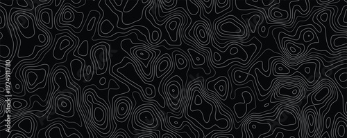 Topographic map with red location markers on black background.