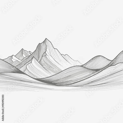 Minimalist Mountain Landscape vector