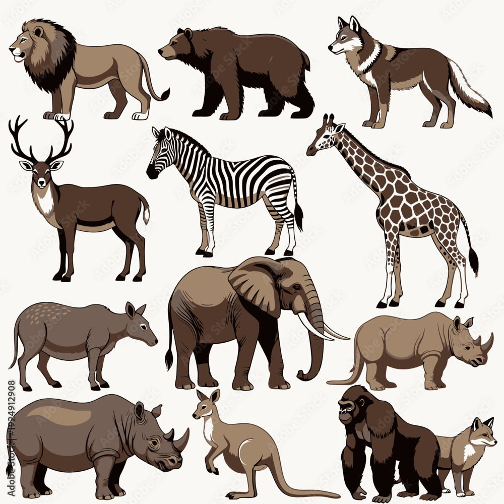 Fototapeta premium Wild Animals Collection vector