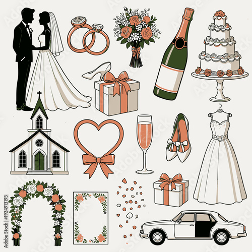 Wedding Day Elements vector