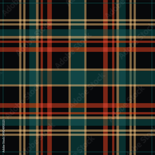 Classic Plaid Pattern in Green, Black, and Orange for Fashion and Design