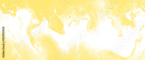 Yellow abstract fluid paint vector on white