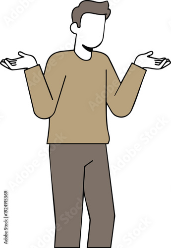 Confused man shrugging shoulders with hands open in a gesture of uncertainty.