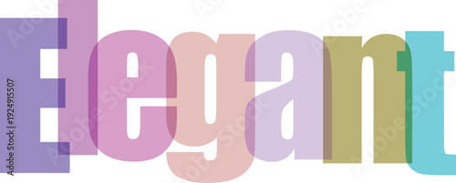 Elegant text in pastel colors on a transparent background showing style and sophisticated lettering with a modern aesthetic and design