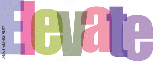 Elevate text in pastel colors on a transparent background showcasing style sophisticated lettering and modern design aesthetics for fashion