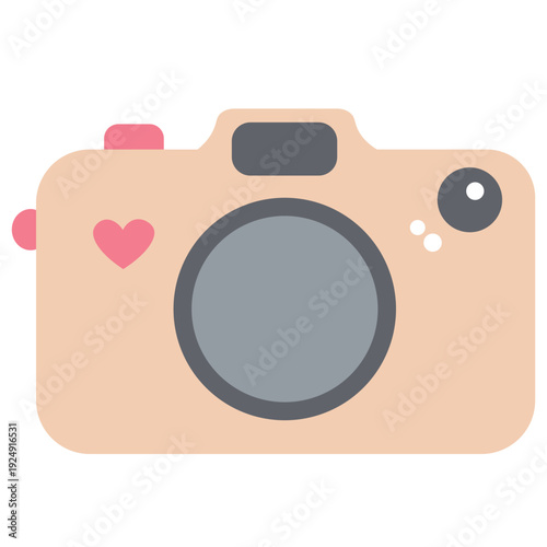 Orange digital camera featuring a heart symbol, symbolizing photography, personal expression, and creative moments captured in a playful, vibrant design.