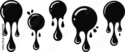 Black Liquid Drip Shapes Icon Se Ink, Paint & Oil Splashes