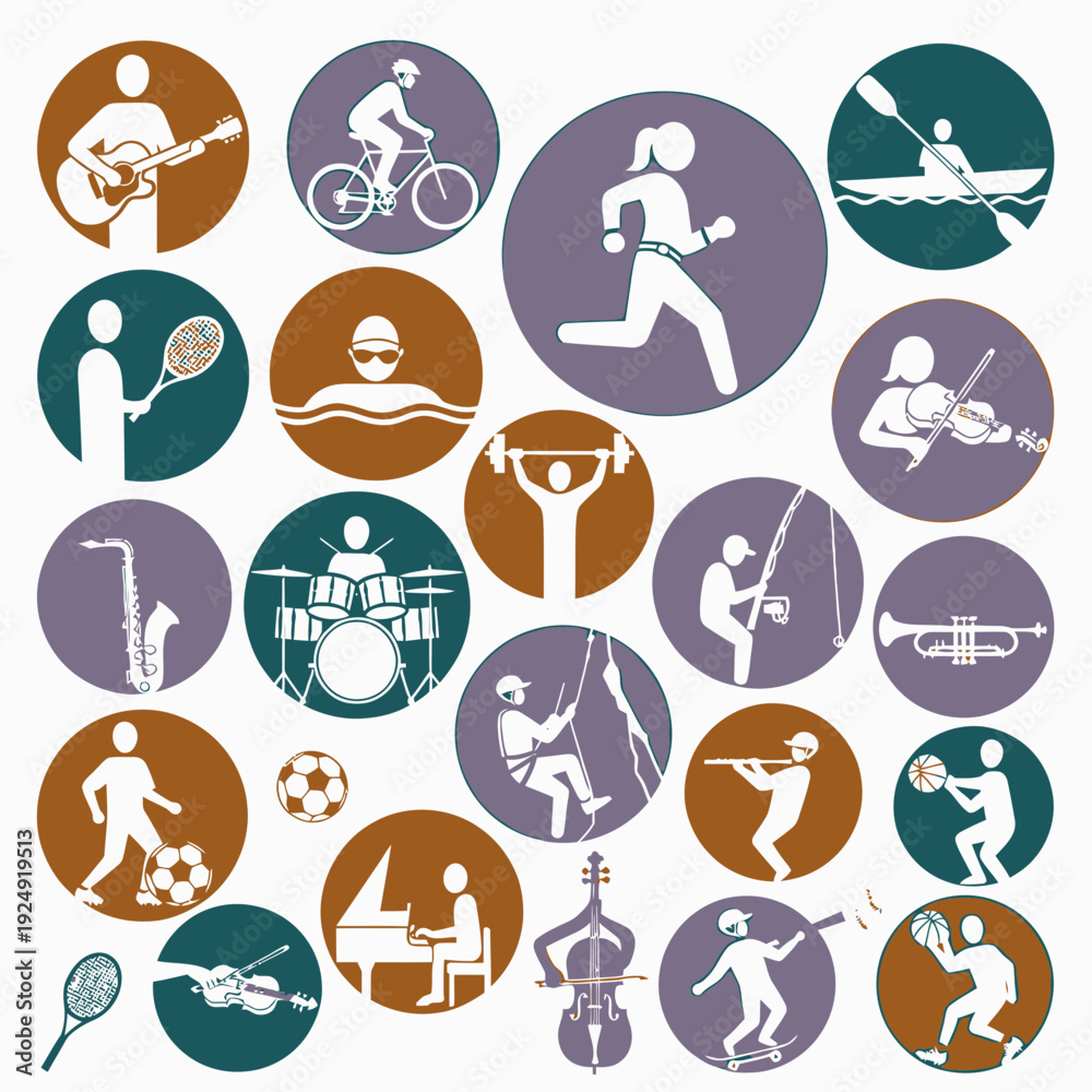 Fototapeta premium Active Lifestyle Icons vector illustration