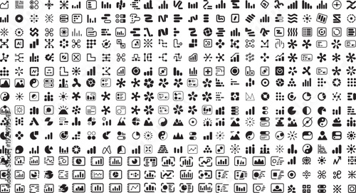 Collection of various business and infographic icons on white background