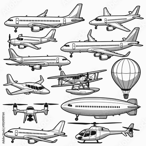 Collection of Airplanes and Helicopters