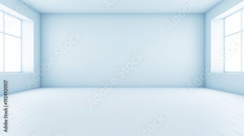 Wallpaper Mural Universal minimalistic blue background for presentation. A light blue wall in the interior with beautiful built-in lighting and a smooth floor. Torontodigital.ca