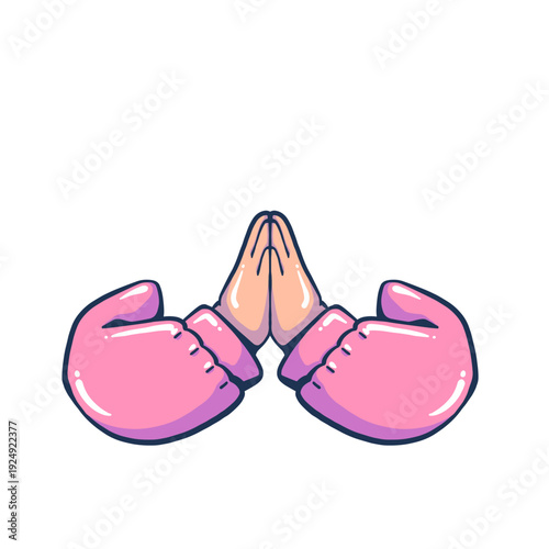 Praying hands gesture for apology and forgiveness illustration for Ramadan and Eid greeting.