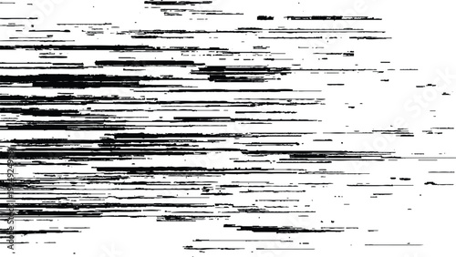 Abstract digital glitch effect with distorted horizontal lines on transparent background