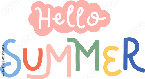 hello summer text uppercase typography simple pastel color playful style